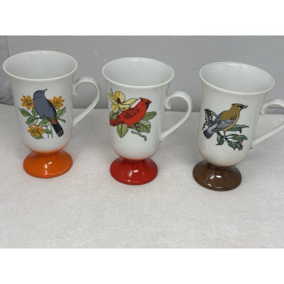(6) Vintage 1960s Fred Roberts Songbird Pedestal Coffee Mug/Tea Cups Japan MCM - Picture 4 of 10